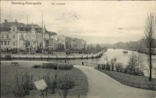 Ak Hamburg Nord Winterhude, Leinpfad