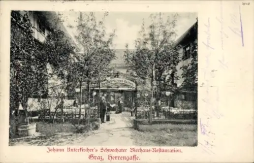 Ak Graz Steiermark, Johann Unterkirchers Schwechater Bierhaus Restauration, Herrengasse