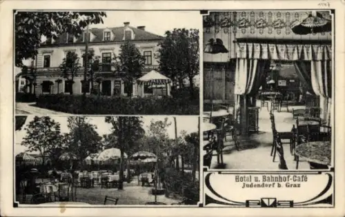 Ak Judendorf Straßengel Steiermark, Hotel und Bahnhof-Café