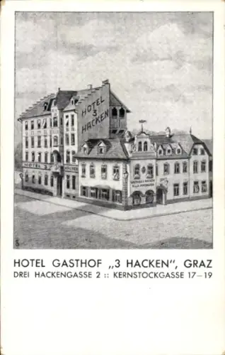 Ak Graz Steiermark, Hotel Gasthof 3 Hacken, Drei Hackengasse 2