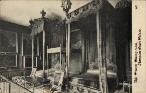 Ak Richmond upon Thames London England, Hampton Court Palace, Privates Speisezimmer