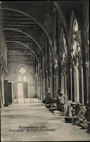 Ak Wissembourg Weißenburg Elsass Bas Rhin, Kreuzgang, St. Peter-Paul Kirche