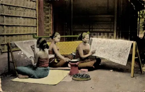Ak Yogyakarta Djokja Java Indonesien, Frauen, Kunsthandwerk