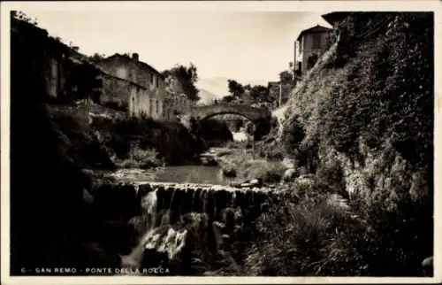 Ak San Remo Ligurien,  Ponte della Rocca, Fluss, Brücke, Landschaft