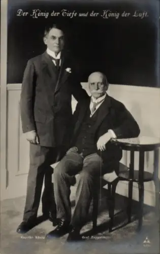 Ak Der König der Tiefe und der König der Luft, Kapitän König, Graf Zeppelin, Liersch 4114