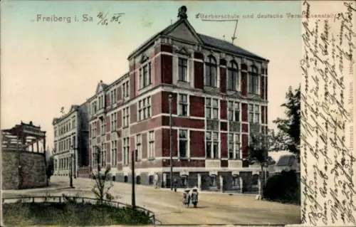 Ak Freiberg in Sachsen, Freiberg i. Sa., Gerberschule, deutsche Versuchsanstalt, 