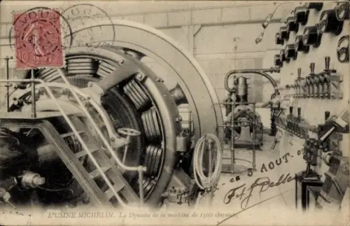 CPA Clermont Ferrand Puy de Dôme, L'Usine Michelin, La Dynamo de la machine de 1500 chevaux