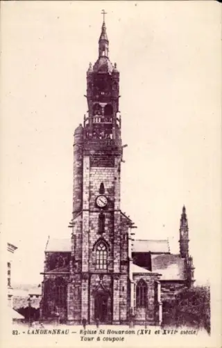 Ak Landerneau Finistère, Kirche St. Houardon, Turm, Kuppel,  16. und 17. Jahrhundert