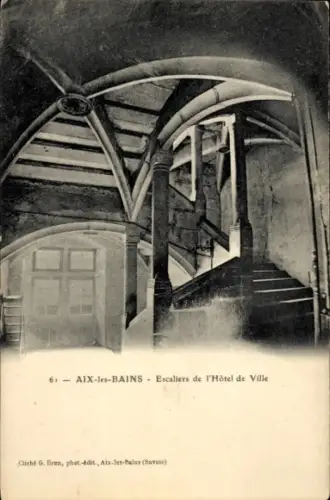 Ak Aix les Bains Savoie, Treppenhaus des Rathauses