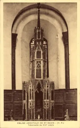 Ak Saint Savin Hautes-Pyrénées, Abteikirche, Tabernakel aus dem 14. Jahrhundert