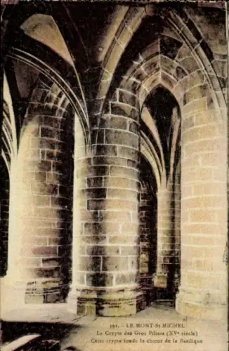 CPA Mont Saint Michel Manche, La Crypte des Gros Piliers