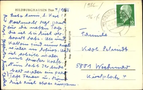 Ak Hildburghausen in Thüringen, Straßenpartie, Kirchturm