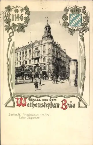 Passepartout Ak Berlin Mitte, Weihenstephan-Bräu, Friedrichstraße 176/177 Ecke Jägerstraße
