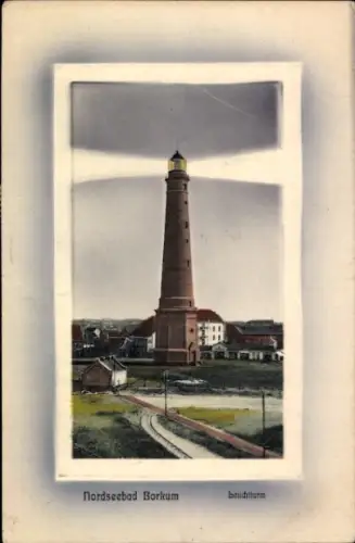 Ak Nordseebad Borkum in Ostfriesland, Leuchtturm in Betrieb