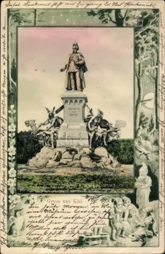 Passepartout Ak Holtenau Kiel, Kaiser Wilhelm Denkmal, Zwerge
