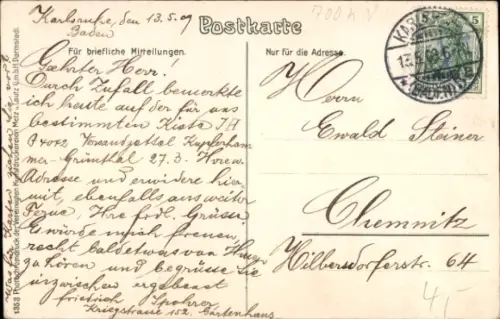 Ak Karlsruhe in Baden, Kaiserstraße, Geschäfte, Straßenbahnen