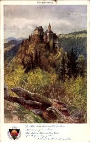 Künstler Ak Sankt Lorenzen am Wechsel Steiermark, Schloss Festenburg, Deutscher Schulverein