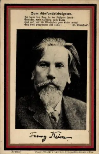 Ak Schriftsteller Franz Keim, Portrait, Autogramm