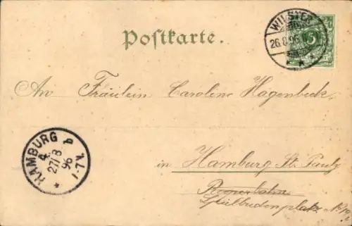 Litho Itzehoe in Holstein, Kaserne, Bahnhofshotel, Kirche