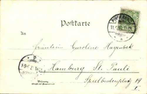 Litho Pinneberg in Holstein, Hotel, Gasthof, Kriegerdenkmal, Straßenpartie