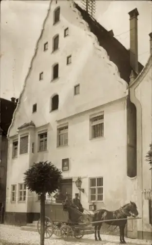 Foto Ak Höchstädt an der Donau Schwaben, Giebelhaus, Kutsche