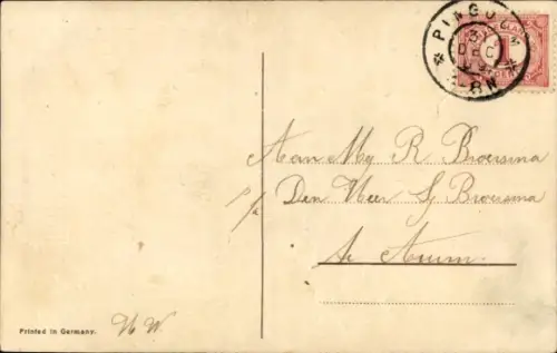 Präge Ak Glückwunsch Neujahr, Kinder, Geige, Uhr