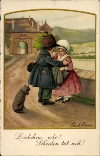 Künstler Litho Ebner, Pauli, Depart, Liebchen, ade, Scheiden tut weh, Abschied