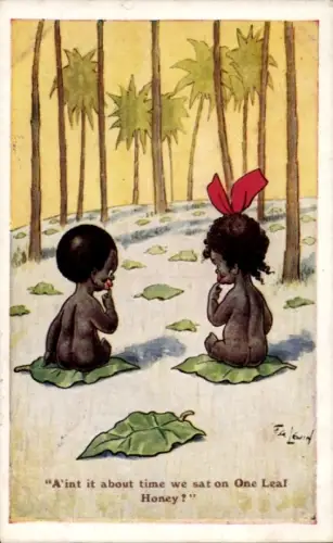 Künstler Ak Lewin, Kinder, Gespräch, Palmen