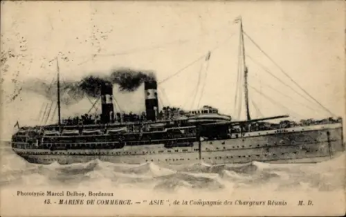Ak Dampfer Asie, Compagnie des Chargeurs Réunis