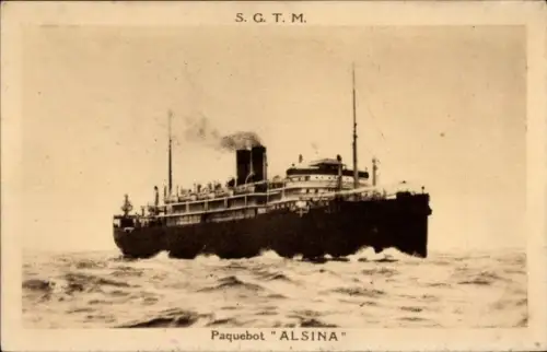 Ak Paquebot Alsina, Dampfschiff auf See, SGTM