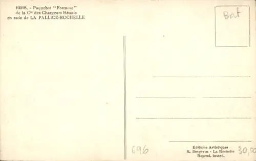 Ak Paquebot Formose, Compagnie des Chargeurs Réunis