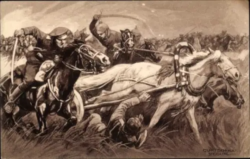 Künstler Ak Schulz Steglitz, Curt, Verfolgung der bei Tannenberg geschlagenen russischen Armee, I WK