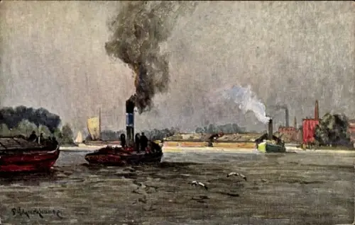 Künstler Ak Schiffe, Dampfer