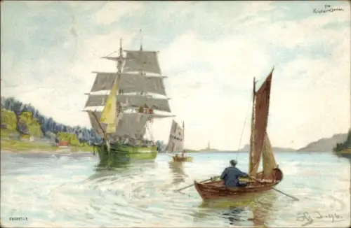 Künstler Ak Segelschiff, Segelboote