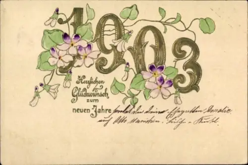 Präge Ak Glückwunsch Neujahr, Jahreszahl 1903