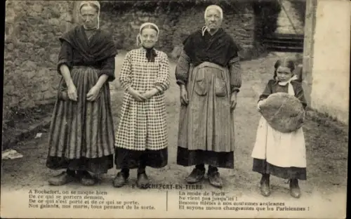 Ak Rochefort en Terre Morbihan, Menschen in bretonischer Tracht