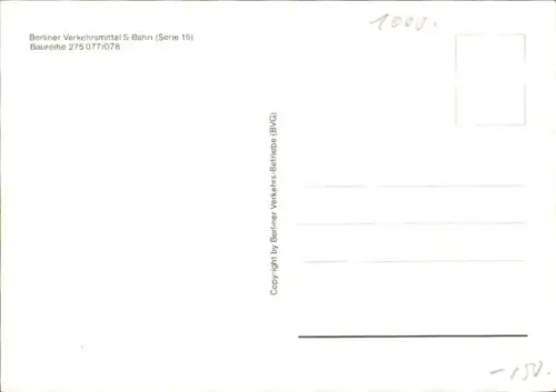 Ak BVG, Berliner Verkehrsmittel, S-Bahn Serie 15, Baureihe 275 077/078