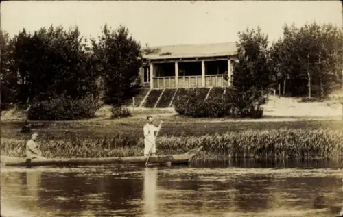 Foto Ak Deutschland, Fähre, Fährmann