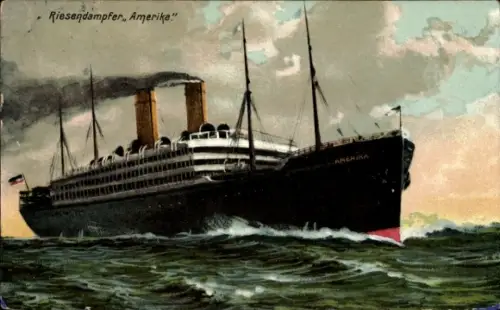 Ak Riesendampfer Amerika, HAPAG