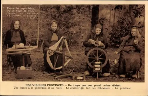 CPA Nos vieilles Provinces, Une fileuse à la quenouille et au rouet