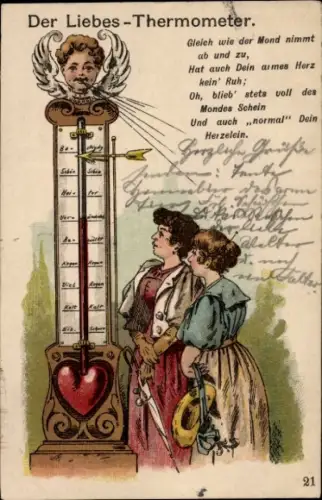 Litho Liebes-Thermometer, Amor, Frauen