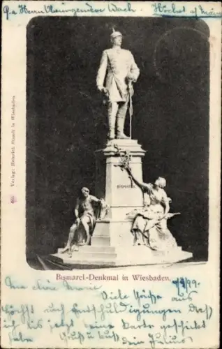Ak Wiesbaden, Bismarck-Denkmal