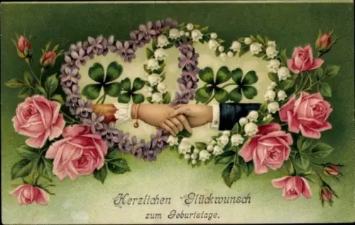 Präge Ak Glückwunsch Geburtstag, Blumen, Klee