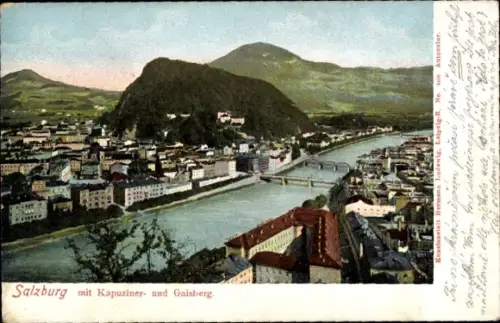 Ak Salzburg in Österreich,  Kapuzinerberg, Gaisberg, Fluss, Stadtansicht