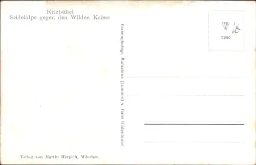 Ak Kitzbühel in Tirol, Schneelandschaft, Skifahrer, Berghütte, Wilden Kaiser