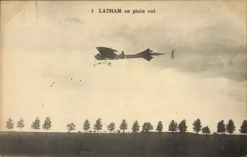 CPA Hubert Latham en plein vol, Monoplan