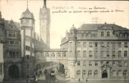 Ak Frankfurt am Main, Frankfurt a. M. Rathaus, Römer,  Architektur, schwarz-weiß Bild