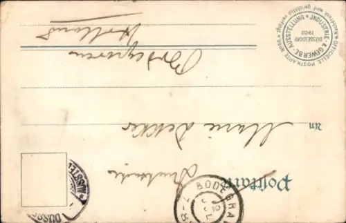 Ak Düsseldorf am Rhein, Nubisches Dorf, Industrie u. Gewerbe Ausstellung 1902, Palmen, Hütten