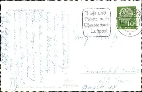 Ak Erlangen in Mittelfranken Bayern, Luftaufnahme einer Stadt, Wohngebäude, Sportplatz, Felder