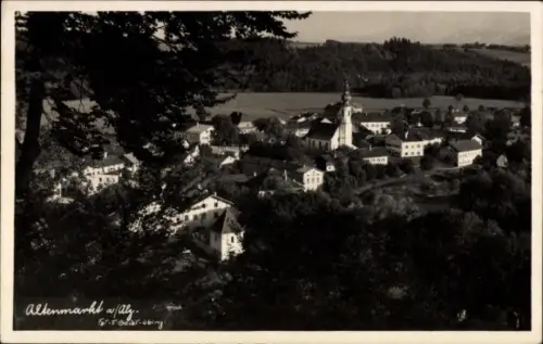 Ak Altenmarkt an der Alz Oberbayern, Landschaftsaufnahme, Dorfansicht, Kirche, Bäume, 